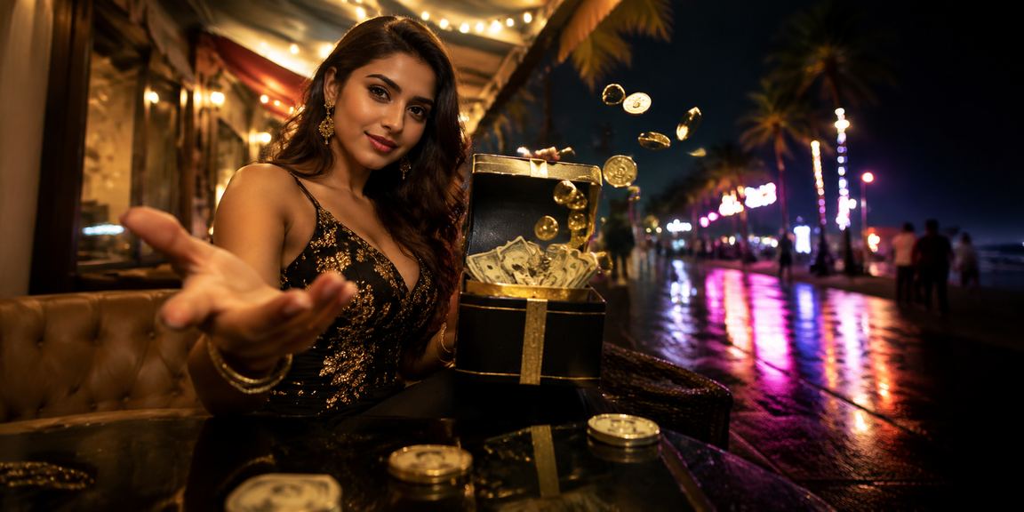 Evening beach casino fun in India