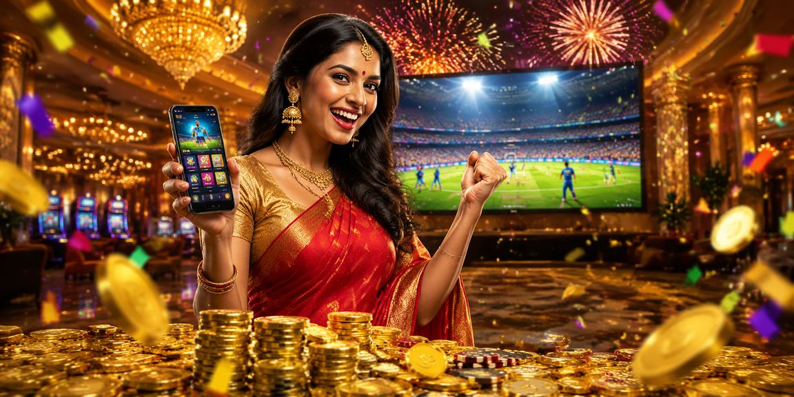 Indian woman enjoying mobile casino and promotion experience