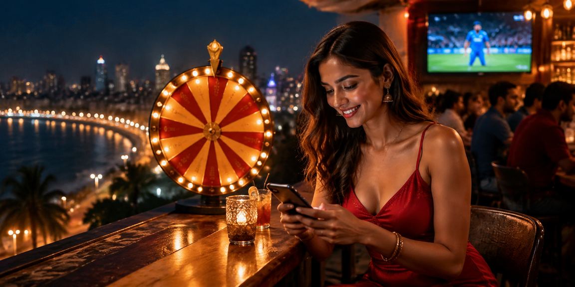 Vibrant cricket betting visuals with red and gold theme from Pune
