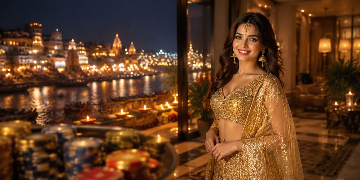 Player enjoying live casino entertainment near Varanasi ghat